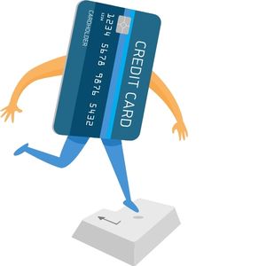 A dancing credit card showing the ease of online payment
