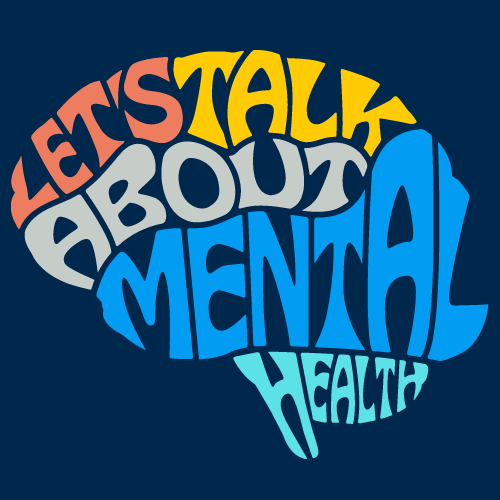 May is Mental Health Month - let's talk about it image of words in shape of brain